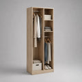 Armadio aperto in MDF effetto rovere chiaro con ripiani e barre appendiabiti 100 x 50 x 200 cm