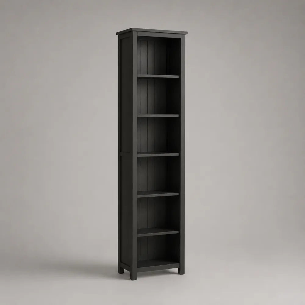 Libreria rettangolare verticale in MDF nero con 6 ripiani aperti 45 x 35 x 180 cm