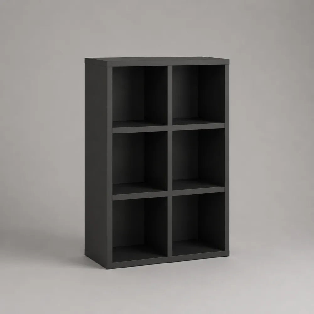 Libreria scaffale a 6 vani in MDF nero rettangolare 80x30x120 cm