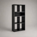 Libreria in MDF nero rettangolare con ripiani aperti 80 x 30 x 180 cm