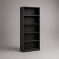 Scaffale da terra rettangolare in MDF nero con 5 ripiani aperti 80 x 35 x 180 cm