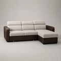 Divano angolare 4 posti con chaise longue in tessuto poliestere beige e rivestimento marrone 280 x 160 x 85 cm